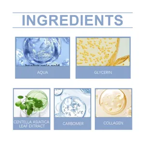 Ingredient list detail for collagen mask set showing aqua and centella extract