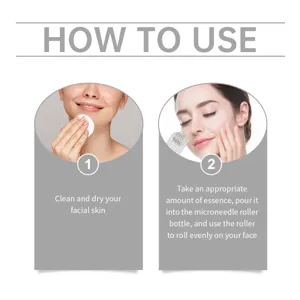 Imagen de detalle con instrucciones del rodillo de microagujas para el cuidado facial.