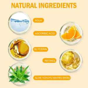 Detailed view of natural skincare ingredients for Vitamin C facial serum including Retinol