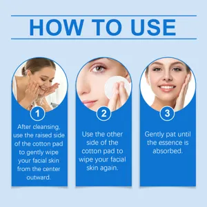 Guía de cuidado de la piel paso a paso para el uso diario de discos de limpieza facial.