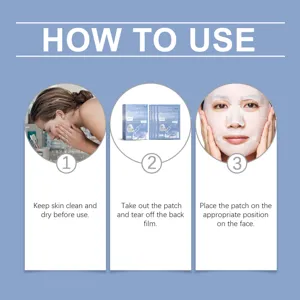 Step-by-step usage guide for applying the OUHOE bio-collagen hydrating facial mask.