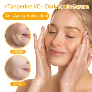 Detail view showing before and after skin comparison for Vitamin C face serum application