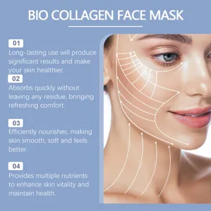 Bio collagen face mask detail showing firming and nourishing benefits for healthy skin