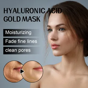Detailansicht der Hyaluronsäure-Goldmaske mit feuchtigkeitsspendender und Anti-Falten-Wirkung.
