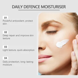 Detail view of facial moisturizer application showing its light and creamy texture