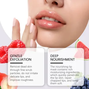 Hydraterende lipverzorging detailweergave met zachte exfoliatie en diepe voeding voor lippen.