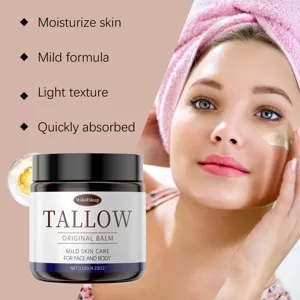 Natural tallow face and body moisturizing cream for gentle daily skin care and deep hydration.