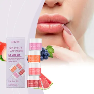EELHOE Voedende Lippenverzorgingsset Zachte Exfoliërende Lipscrub en Hydraterend Lipmasker met Penseel voor Zachte Lippen Huidverzorging