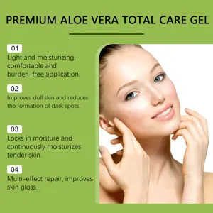 Premium aloe vera total care gel, lightweight moisturizing formula for soft skin.