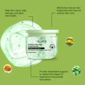 Aloe vera gel detail view showing clear texture, botanical extracts and skin repair benefits.