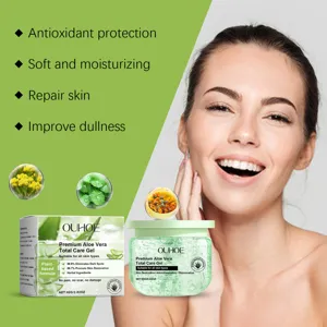 Aloe vera gel detail showing botanical formula, soothing skin care, and moisturizing benefits.