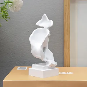 White abstract art resin sculpture ornament for modern home living room desktop decoration