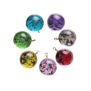 Handmade dried flower glass ball pendants for DIY jewelry making and accessories