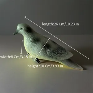Detailed resin turtle dove bird ornament showing exact dimensions for outdoor garden decor.