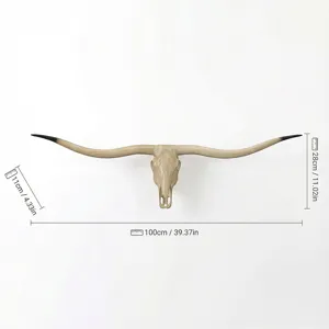 Vintage copper longhorn skull wall hanging, rustic animal head decor for bar or rustic home.