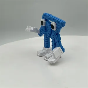 Blokvormige meme-figuur bureau ornament detail weergave, leuk 3D-geprint verzamelbare stijl.