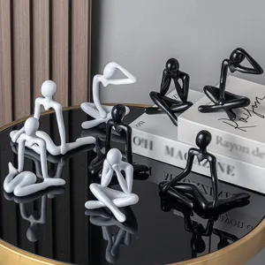 Abstracte Denker Standbeeld Moderne Hars Figuur Creatieve Thuis Kantoor Bureau Decor