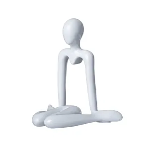 Witte abstracte denker sculptuur modern minimalistisch kunst ornament voor kamer decoratie.