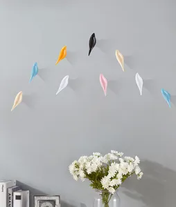 Modern bird decorative wall hooks in multiple colors for entryway and coat storage