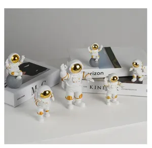 Harz Astronauten Figur Set Gold Weiss Raumfahrer Desktop Deko Wohnkultur Geschenk