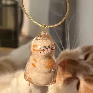 Transparenter Katzenhaar Aufbewahrungskapsel Anhänger, süßer Schlüsselanhänger für Taschen.