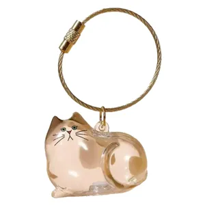 Transparente Katzenhaar Aufbewahrung Kapsel Schlüsselanhänger süßes Harz Katzen Tasche.