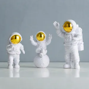 Creatief wit goud astronaut figurijn set drie stuks hars ruimteman bureau decor