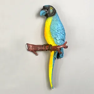 Decorazione murale pappagallo 3D scultura di ara su ramo per soggiorno
