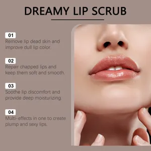 Vista detallada del exfoliante labial con efectos hidratantes y suavizantes para labios.
