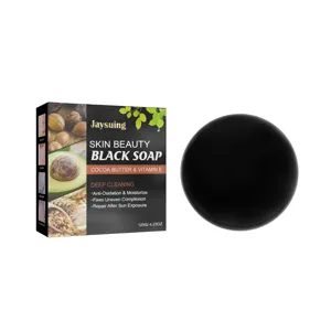 Jaysuing facial cleansing black soap deep cleaning with cocoa butter and vitamin e 120g