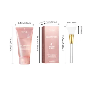 Mascarilla facial de noche con colágeno HOYGI y brocha, tratamiento hidratante de 75g.