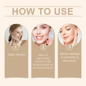 Detailed step-by-step usage instruction guide showing how to apply face and body cream.