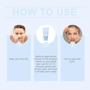 Vista detallada que muestra las instrucciones paso a paso para la mascarilla facial peel-off.
