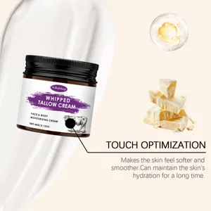 WoodSleep whipped tallow cream for face and body, deep moisturizing and smoothing dry skin care.