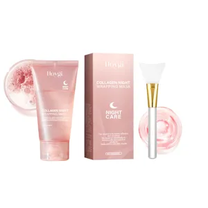 Set de mascarilla de noche envolvente de colageno HOYGI con brocha de silicona para hidratacion.