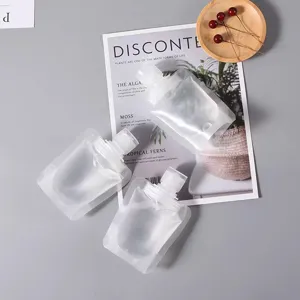 Portable clear travel refillable squeeze pouches for lotion shampoo liquid cosmetics storage