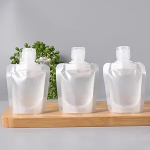 Portable travel cosmetic dispenser pouch refillable squeeze bag for lotion shampoo and shower gel.