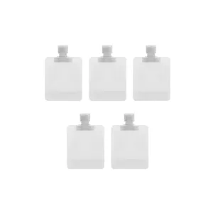 Portable travel lotion squeeze pouches set transparent cosmetic sample refillable bottles