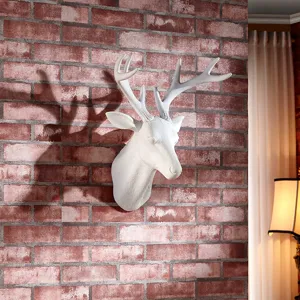 Witte neppe hertshoofd wanddecoratie Scandinavische huisdecoratie sculptuur woonkamer