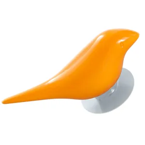 Bright orange bird-shaped wall hook for keys and coats with modern minimalist design