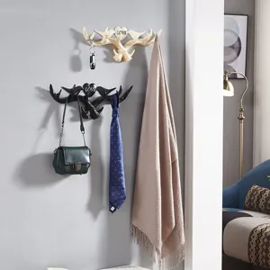 Creatieve Gewei Muurhangende Kapstokhaak van ABS Kunststof Decoratieve Opberghouder Voor Hal Slaapkamer Badkamer Organisatie