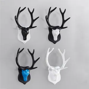 Gancio da parete a testa di cervo scultura animale 3D decorativa per soggiorno arredamento