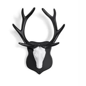 Testa di cervo da parete nero e bianco corna placca gancio decorazione soggiorno moderno