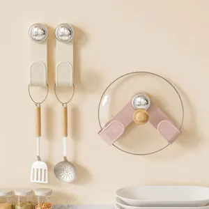 Wall Mounted Pot Lid Holder Punch Free Rotating Kitchen Storage Rack Plastic Pan Cover Organizer Shelf Kitchen Accessories
