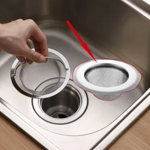 Stainless steel kitchen sink strainer drain mesh for food catcher and garbage filter basket.