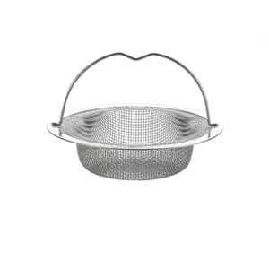 Stainless steel kitchen sink strainer basket with handle for food waste residue filter