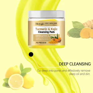 Pads nettoyants Hoygi au curcuma et à l'acide kojique pour une exfoliation douce, 70 pièces
