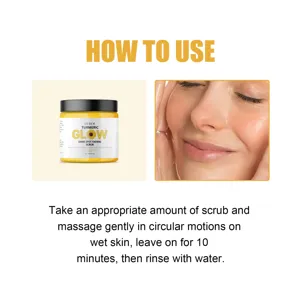 OUHOE turmeric glowing dark spot fading scrub 100g for gentle facial and body exfoliation.