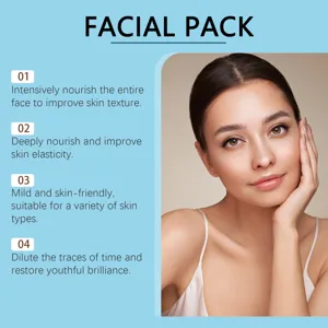 Vista detallada de mascarilla facial que muestra beneficios nutritivos e hidratantes.