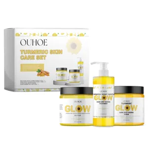 OUHOE Turmeric Skin Care Set with Face Wash Scrub and Butter for Deep Cleansing and Glowing Skin.